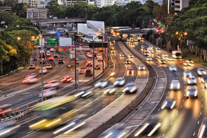 Busy highway in the evening