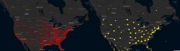 COVID-19 JHU dashboard map