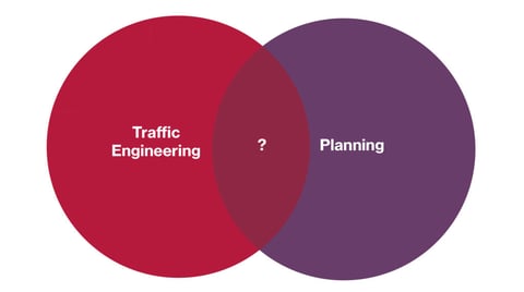 A venn diagram representing transport planning as an overlap between traffic engineering and planning