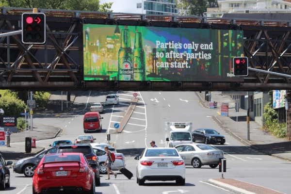 Billboard above road