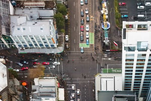 Birdseye view of Auckland road