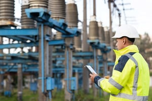 Utility worker on Ipad